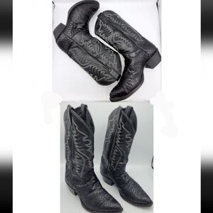Justin Vintage Black Python Snakeskin Men's Cowboy Boots Handmade Size 8.5 D